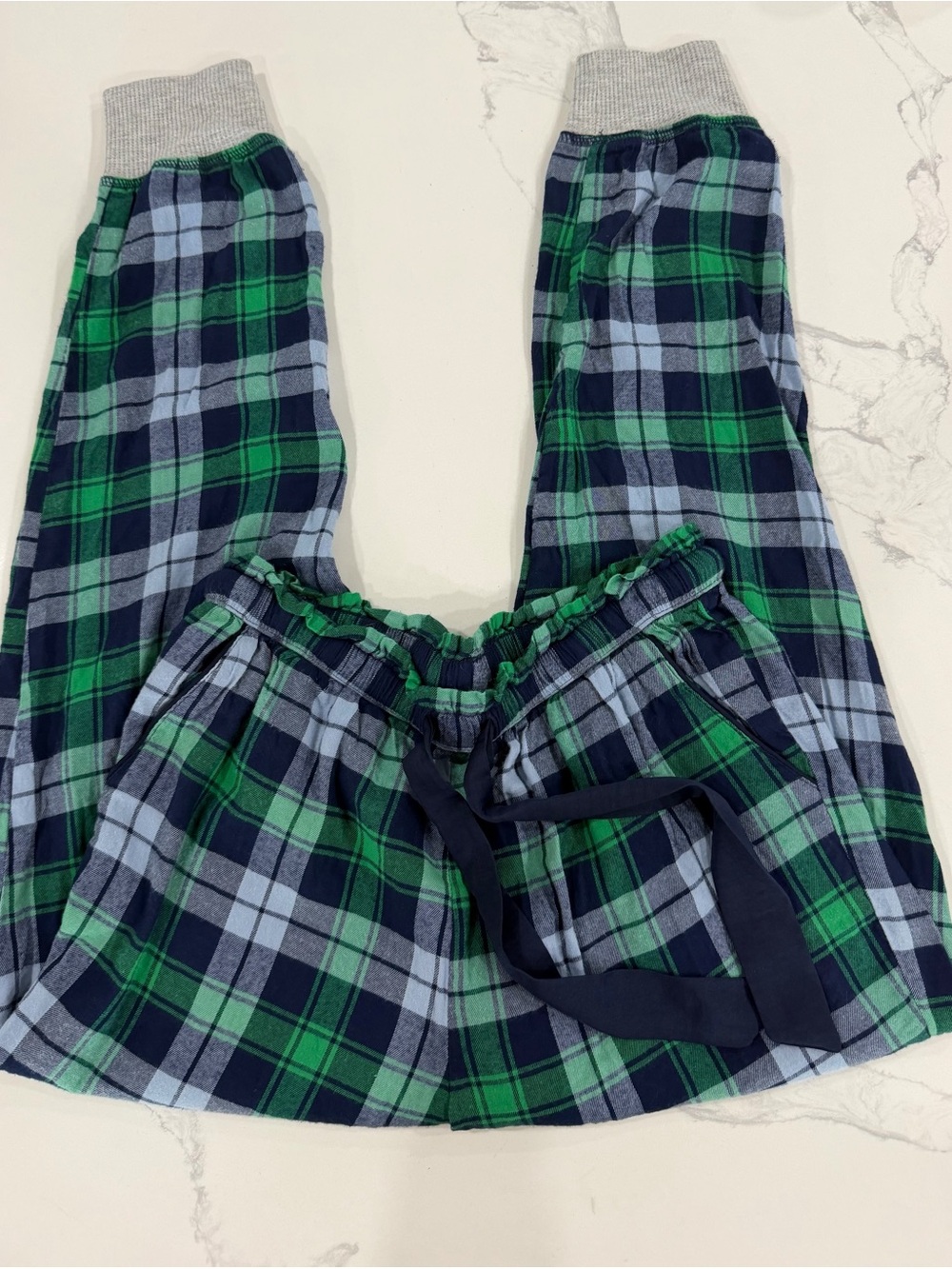 Aerie Plaid Flannel Pajama Jogger Pants Green Blue Gray Size Small